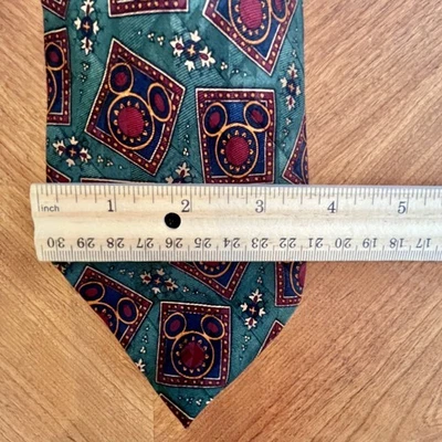 Corbata de cuello de seda con estampado de cabeza y oreja de Mickey verde vintage THE DISNEY STORE Foto 1 de 4