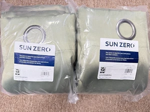 2 Pack Sun Zero Lichtenberg Blackout Thermal Grommet Curtains 104x96 Olive - Picture 1 of 8