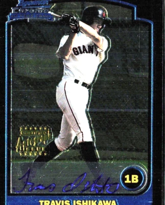 Travis Ishikawa 1st Rookie Autograph 2003 Bowman Chrome 341 San Francisco Giants - Image 1 of 2