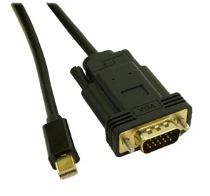 6ft Mini DisplayPort to VGA MALE Cable 32AWG Gold Plated  Black - Picture 1 of 2