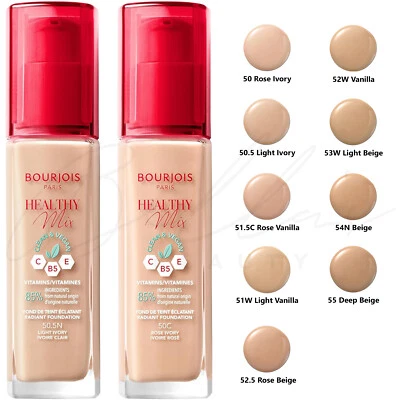 BOURJOIS Healthy Mix Clean & Vegan Radiant Long Lasting Foundation *CHOOSE* - Image 1 of 4