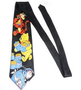 Disney Winnie the Pooh Tie Tigger Eeyore Honey Pot Black Tone on Tone - Picture 1 of 12