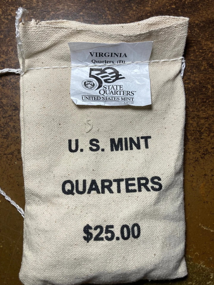 2000-D,  Virginia State Quarter Original Mint Sewn Bag 100 coins - Image 1 of 1
