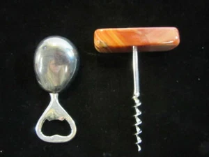 Polierter Stein Bar Tender Tools Flaschenöffner (Magnetstein) & Korkenzieher (Marmor) - Bild 1 von 3