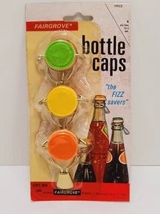 Fairgrove #243 Cappellini a dondolo bottiglia in metallo vintage in gomma 1982 The Fizz Savers - Foto 1 di 6