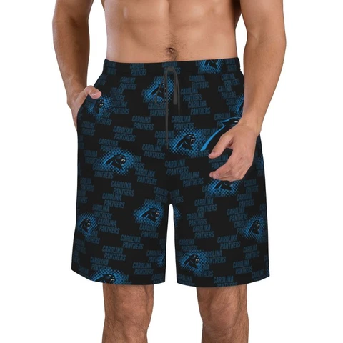 Carolina Panthers Men's Beach Shorts Quick Drying Printed Swim Shorts & Pockets Cover