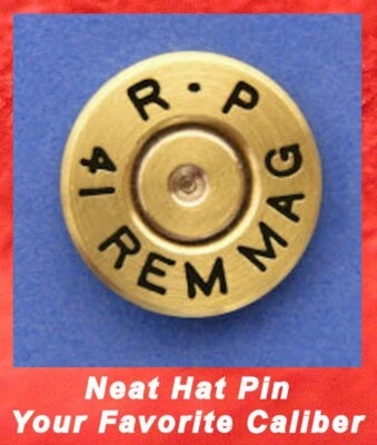 Remington R-P 41 REM MAG Cartucho de Latón Sombrero o Chaqueta Pin Tie Tac Foto 1 de 4