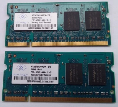 2x256MB PC2-4200 DDR2-533 laptop memory modules - Image 1 of 2