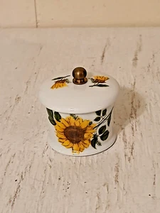 Vintage Sun Flower Floral Porcelain Rolled Postage Stamp Holder Dispenser - Picture 1 of 4
