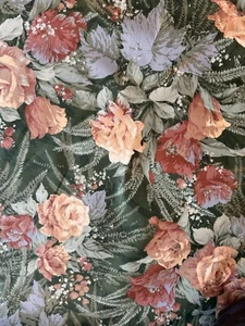 Vintage House N Home Blumendekor Stoff Meterware 5 Yds beste MwSt glänzend Chintz grün - Bild 1 von 6
