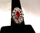 18kt HGF  Heavy Gold Filled RUBY & CZ Cluster Cocktail Ring Size 5.25 Stunning