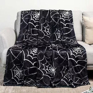 Spinnennetz Überwurf Decke Gothic Schwarz Gruseldecke für Goth Bettwäsche Spuk... - Bild 1 von 2