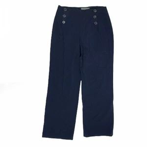 Josephine Chaus 10 Pants Navy Button Flat Front Dress Rayon Stretch Nautical  - Picture 1 of 4