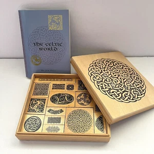The Celtic Symbols World Jim Paul 18 pc Rubber Stamp Set + Wooden Box Book - Picture 1 of 7