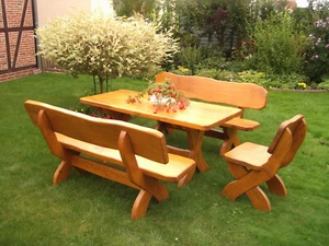 Gartengarnitur "Salzburg", Eiche massiv, 4-teilig aus Eichenholz Massivholz - Bild 1 von 7