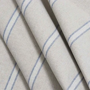 French Linen Double Stripe Double Width Fabric Blue | 280cm | Curtains Cushions - Picture 1 of 7