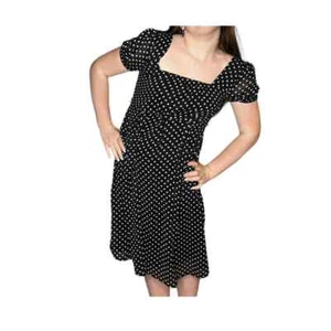 Merona Polka Dot DRESS Black & White Women's Size SM Ruched Square Neck Pullover - Picture 1 of 9