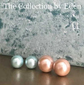 Charter Club Earrings- Silver Gray or Silver Pink Blue Simulated Pearl Studs - Picture 1 of 12