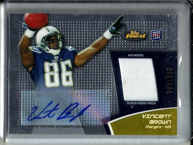Vincent Brown 2011 Finest Autograph Game Used Jersey Rookie #599/599 - Image 1 of 1
