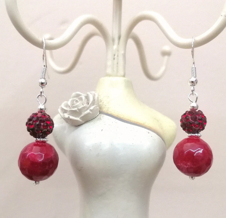 Orecchini argento925 Cristallo E radice di rubino - Immagine 1 di 1