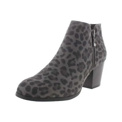 Style & Co. Womens Masrinaaf Faux Suede Block Heel Booties Grey Leopard - Image 1 of 3
