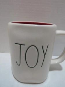RAE DUNN BY MAGENTA "JOY" COFFEE MUG 5" X 3.5" WHITE-RED-GREEN - Picture 1 of 6