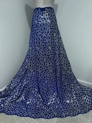 Royal Silver Sequins Embroidered Lace fabric 50” Width 1 Yard - Image 1 of 4