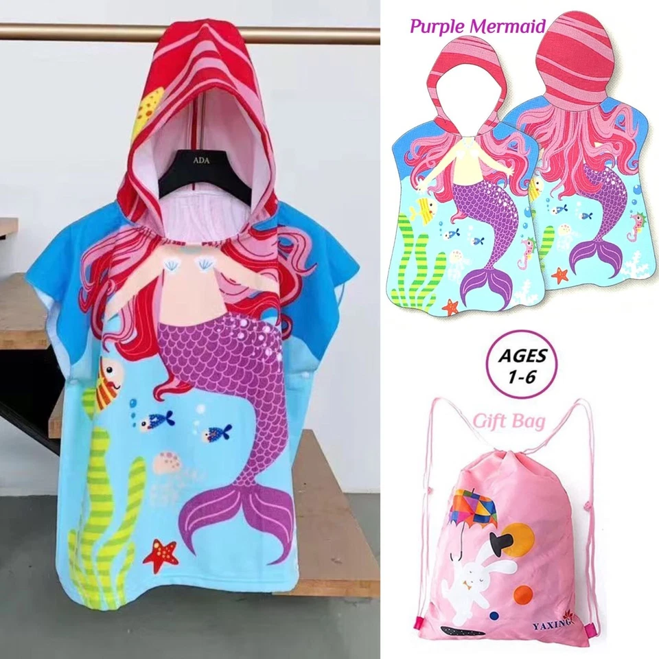 Hooded Beach Towel for Kids, Toddlers Bath / Pool / Swim Poncho Cover (FIT1-6Y) - Image 1 of 4