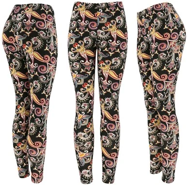 Women's REG/Plus Super Soft Cotton Blend Basic Workout Printed Pattern Leggings - Image 1 of 2