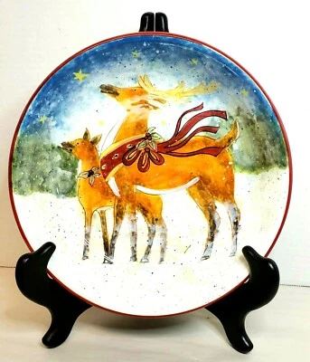 Cuenco para servir ciervos de Navidad encantados 9,25" Susan Winget International  Foto 1 de 3