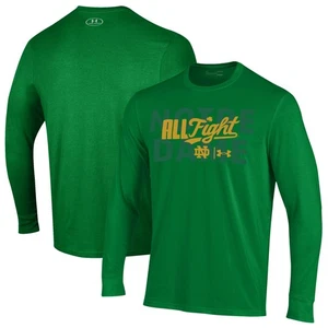 Men's Under Armour Kelly Green Notre Dame Fighting Irish All Fight Long Sleeve - Picture 1 of 3