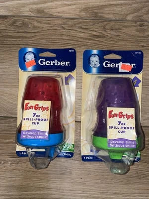 Винтажные чашки 2003 2004 Gerber Fun Grips 7 унций защита от разливов новые из старых запасов - Изображение 1 из 4
