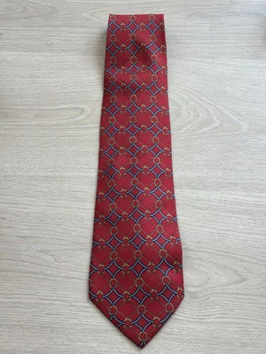复古 Paolo Gucci 100% 真丝领带男式红色链条手工制作意大利制造 — 第 1/4 张图片