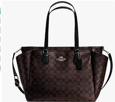 Coach Brown/Black Baby Bag Travel tote purse in Signature Canvas W/ Changing Pad - Image 1 of 4