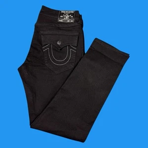 Jeans True Religion Uomo Taglia 32x32 Rocco Relaxed Skinny Flap Nero Denim - Foto 1 di 19