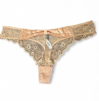 Adore Me Panty Sz 3XL Satin Peach Lace Feminine Sexy Fairy Cottagecore - Image 1 of 4