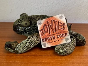 1997 Zonies Flemington Frog Russ 6" peluche berretto imbottito verde zona terra 1354 - Foto 1 di 11