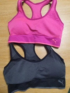 Puma Size Large 2 Pack Performance Sports Bra Black/Pink - Picture 1 of 4