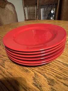 PIER 1 Set of 6 Red Earthenware Dinner Plates 10 3/4 in - Picture 1 of 17