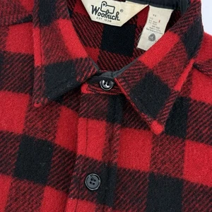 Vintage Woolrich Men’s Small Buffalo Check Red Black Wool Shirt USA 93 - Picture 1 of 11
