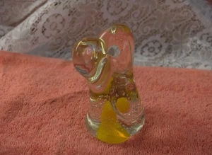 Vintage Clear Crystal Art Glass Beagle Dog With Bone Figurine Paper Weight NICE - Picture 1 of 1
