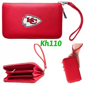 NFL Kansas City Chiefs Women's Zip Organizer Pebble Strap Wallet - Picture 1 of 3