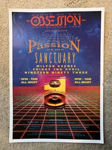 Obsession Passion The Sanctuary Milton Keynes 1993 Rave Flyer A4 - Picture 1 of 2
