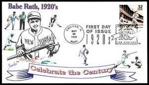 1998 Babe Ruth FDC Celebrate the Century 1920's- Juvelar Cachet - Picture 1 of 2