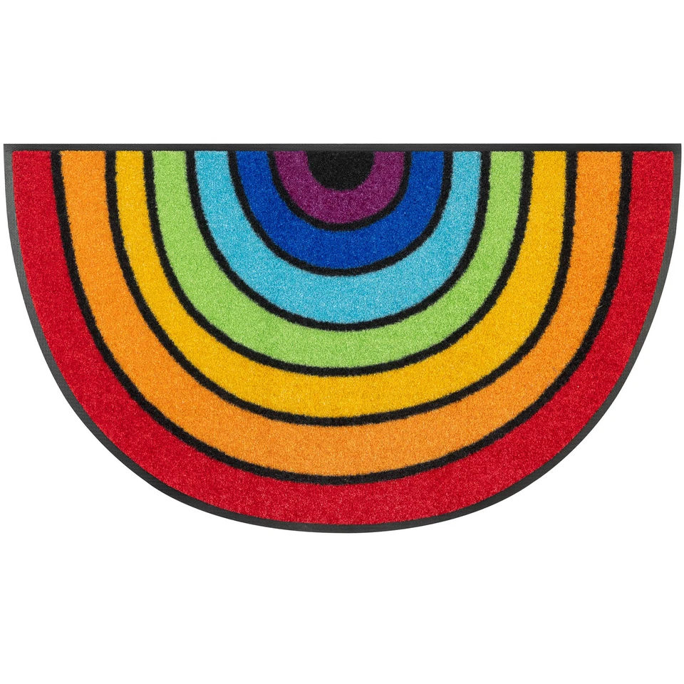 WASH + DRY Fußmatte halbrund 50 x 85 cm Motiv ROUND RAINBOW Regenbogen - Bild 1 von 1