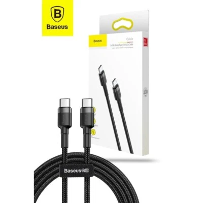 Baseus USB-C To USB-C Cafule Tough Cable 2 Meter |PD 2.0 QC 3.0 - Black - Image 1 of 4