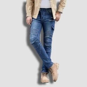 Denimotto Motorcycle Jeans – Denim with Zipper Pockets & Knee Protection - Picture 1 of 5