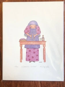 Judaica Print Farbstift Limited Edition handbemalt "Sabbatkerzen" - Bild 1 von 2
