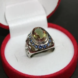 Rare Alexandrite Men and Women Ring in Sterling Silver 925 Handmade Ring - Picture 1 of 10