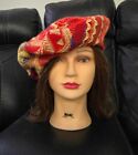 COOGI 3D knitted Red Multicolor Cashmere Beret Hat Size M